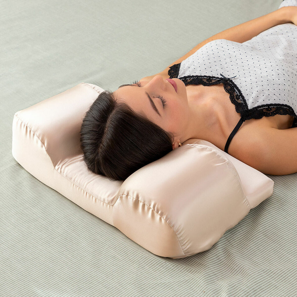 Oreiller cervical avec housse en satin